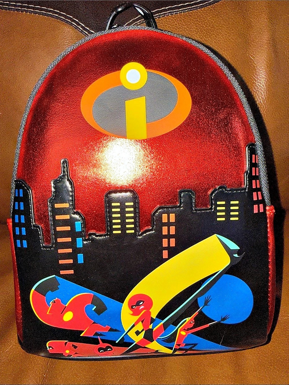 Pixar The Incredibles Loungefly Backpack in Red & Black NWT